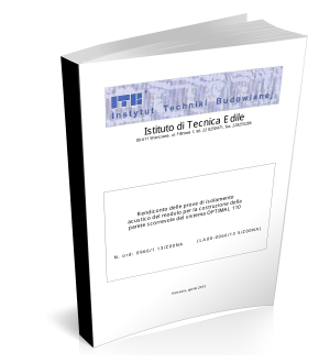 Rendiconto delle prove di Isolamento acustico <br/>OPTIMAL 50 32-33 dB